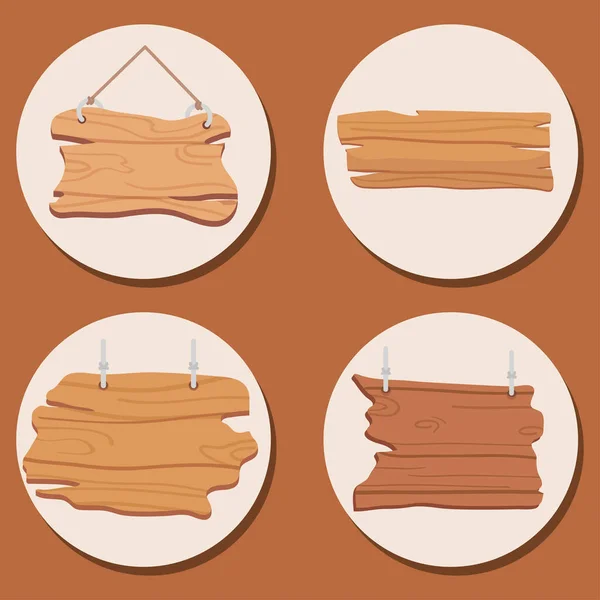 Icons wooden board advertising — 스톡 벡터