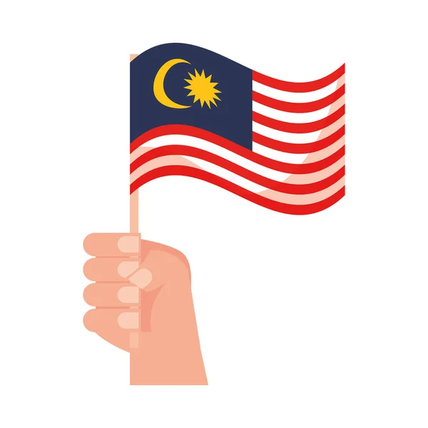 Ruka s vlajkou Malajsie — Stockový vektor