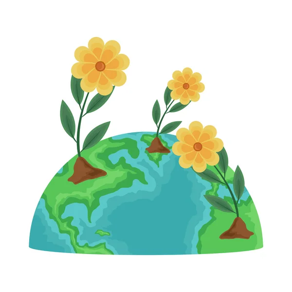 Земля и цветы — стоковый вектор