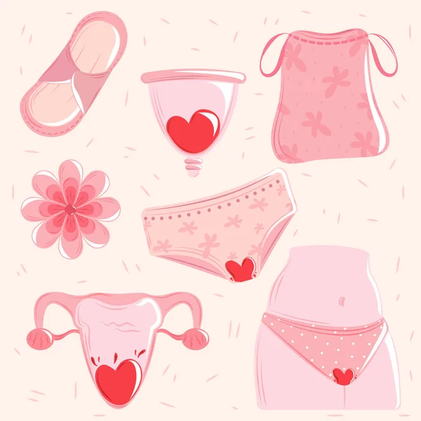 Menstruation period icons — Stock Vector