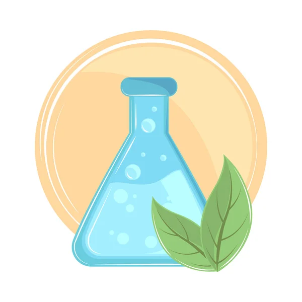 Test tube organic leaf — Vector de stock