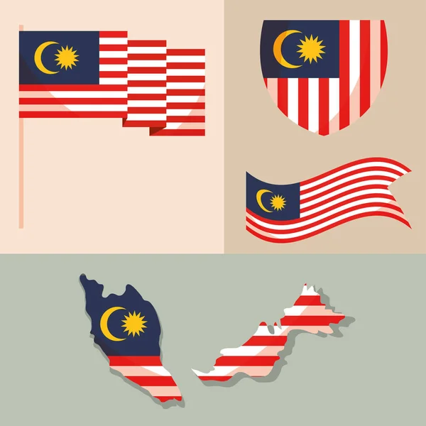 Den nezávislosti vlajek Malajsie — Stockový vektor