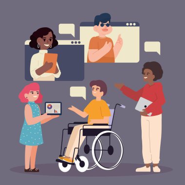 Çalışan çeşitli insanlar.