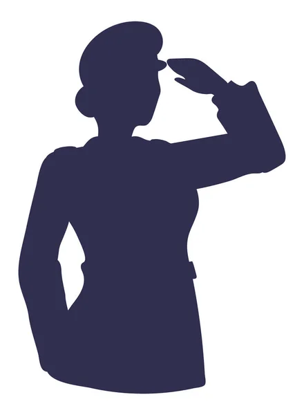 Silhouette female soldier — Stock Vector