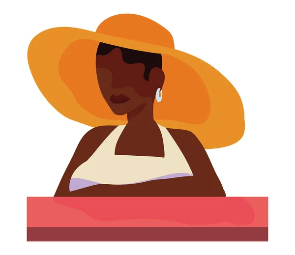 Γυναίκα afro με καπέλο — Διανυσματικό Αρχείο