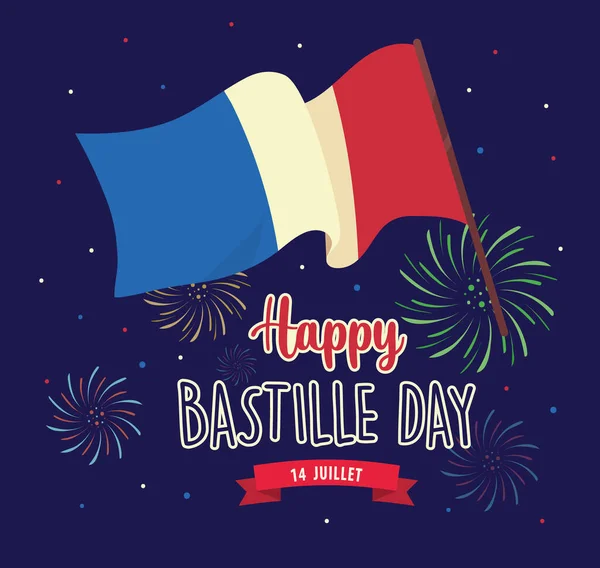 Šťastný plakát Bastille Day — Stockový vektor