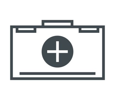 tıbbi ilk yardım çantası simgesi düz