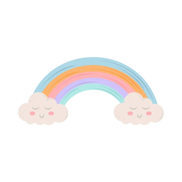 かわいい虹と雲のアイコン — ストックベクタ