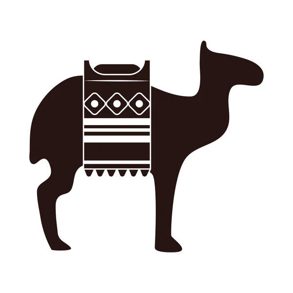 Egyptian Camel Animal Icon Silhouette — Stock Vector