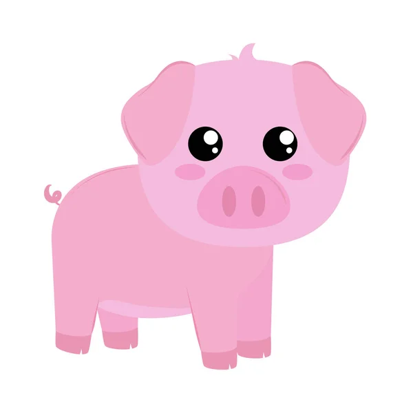 Lindo Cerdo Granja Animal Icono — Vector de stock