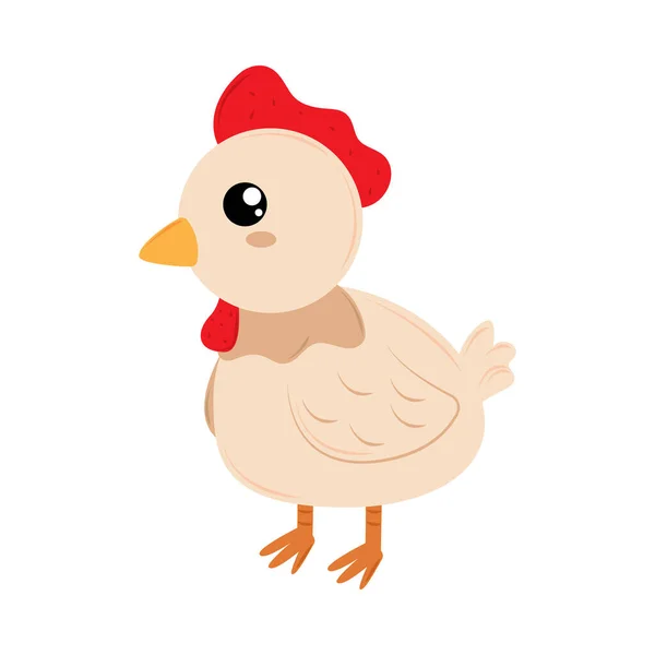 Cute Hen Farm Animal Icon — Stock Vector