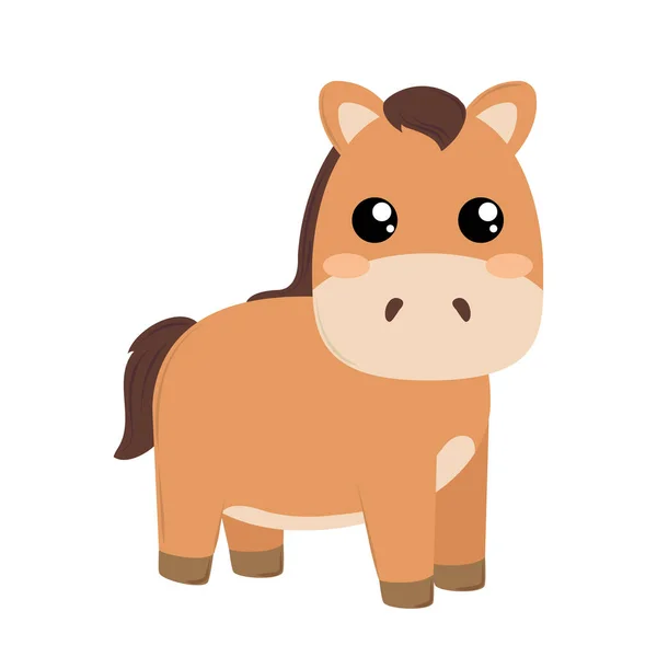 Lindo Caballo Granja Animal Icono — Vector de stock