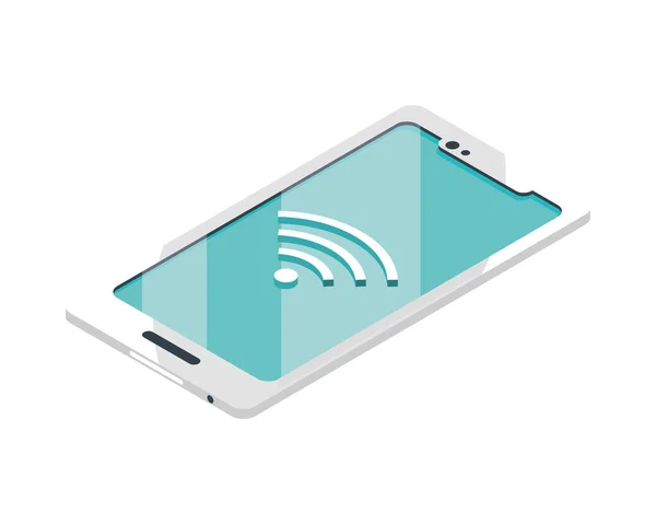 Smartphone Wifi Signal Icon Isometric Style — Stock Vector