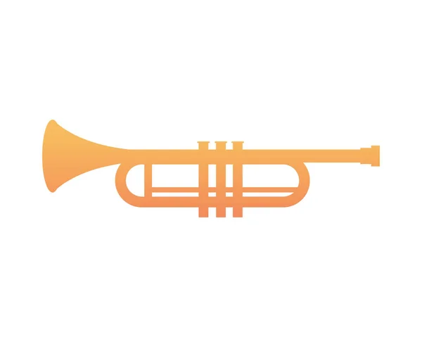 Trompeta Instrumento Musical Icono Plano — Vector de stock
