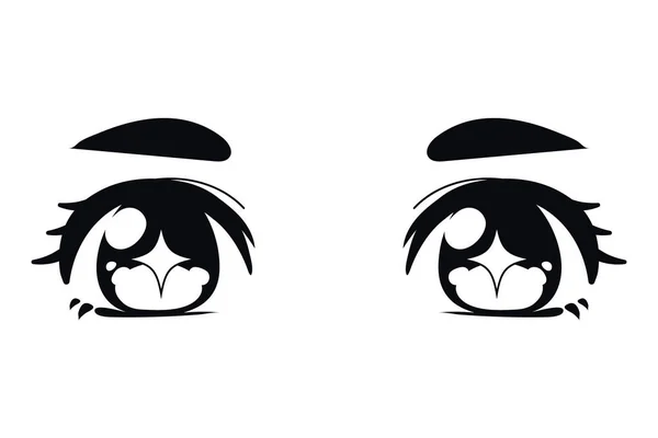 Anime Roztomilé Oči Ikona Izolované — Stockový vektor