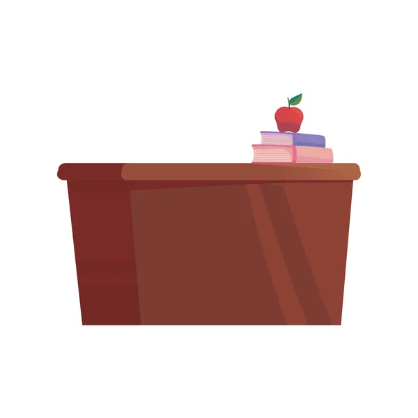 School Desk Books Apple — Stock Vector