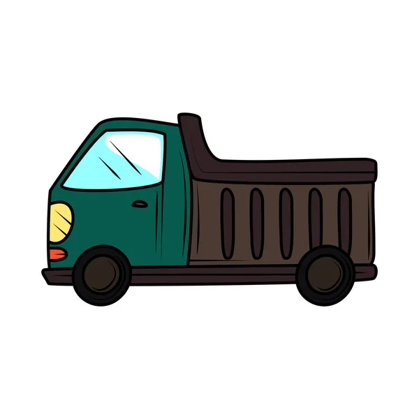 Dump Truck Transport Hand Drawn Icon — Stock Vector