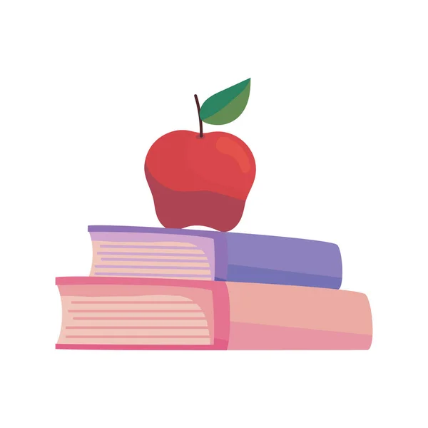 Шкільні Книги Яблуко Ізольовані Значки — стоковий вектор