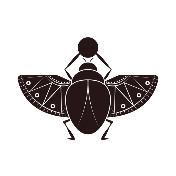 Egypt Scarab Icon Isolated Silhouette — Stock Vector