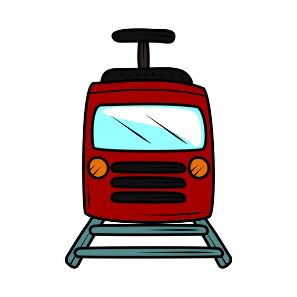 Tranvía Transporte Mano Dibujado Icono — Vector de stock