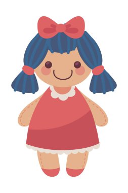 Güzel doldurulmuş oyuncak bebek simgesi izole