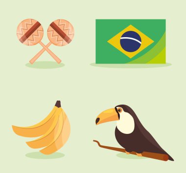 Brezilya kültür ikonları vektör tasarımı