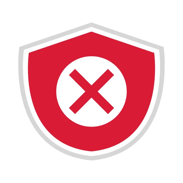 Error Escudo Icono Precaución Plana — Vector de stock