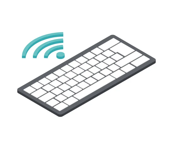Tastatur Computer Wifi Drahtloses Symbol Isometrische — Stockvektor
