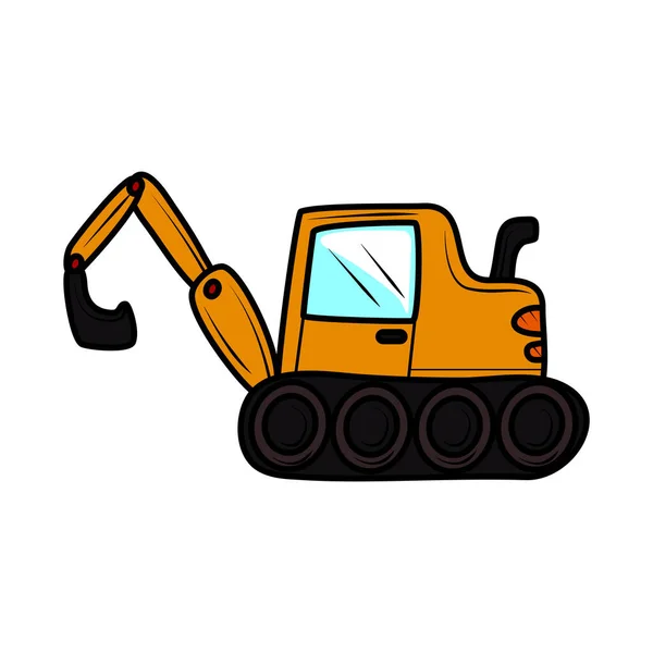 Excavadora Máquina Transporte Mano Dibujado Icono — Vector de stock