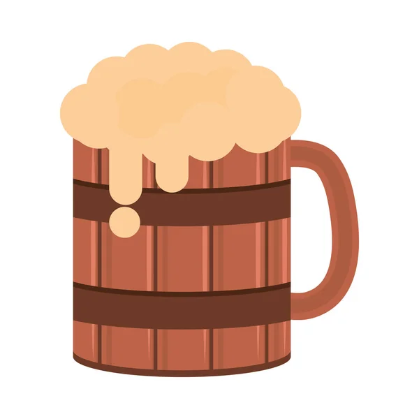 Ξύλινο Κύπελλο Μπύρα Εικονίδιο Επίπεδη — Διανυσματικό Αρχείο