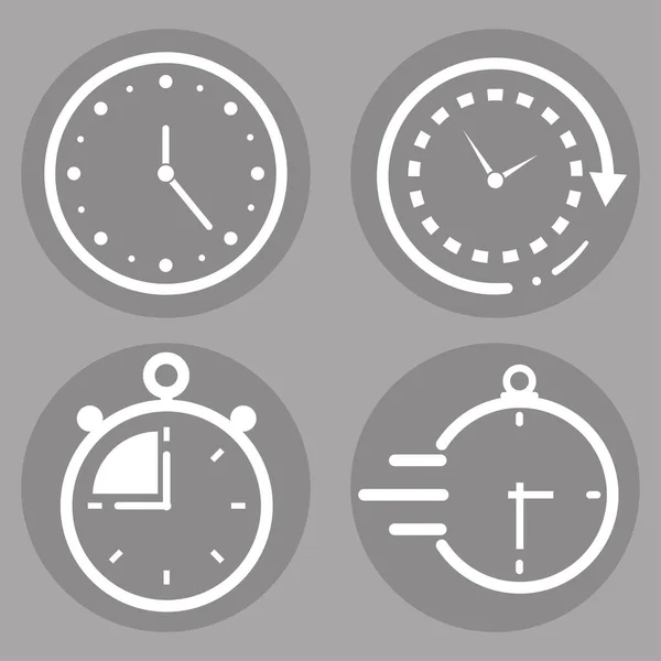 Set Clocks Timer Flat Design — Stock Vector