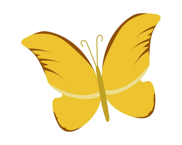 Gelber Schmetterling Symbol Isoliert Flach — Stockvektor