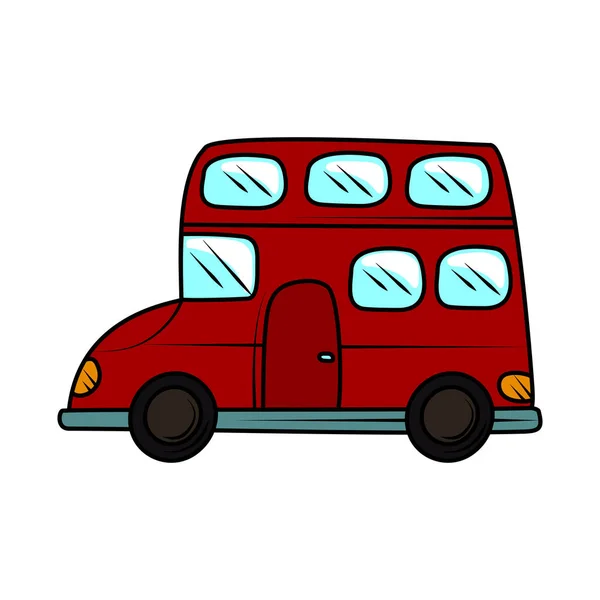 Autobus Dvojitá Paluba Doprava Ručně Kreslené Ikony — Stockový vektor