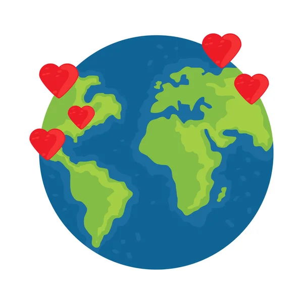 Día Tierra Amor Corazones Icono — Vector de stock