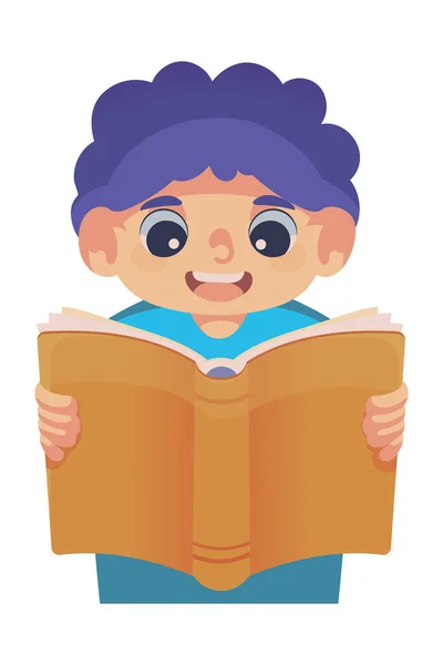 Mutlu Erkek Okuma Kitabı Simgesi — Stok Vektör