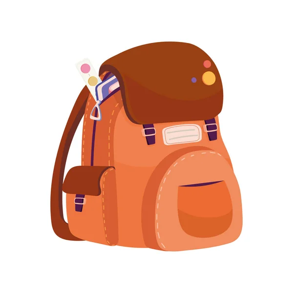 Schultasche Mit Vorräten Isoliert Symbol — Stockvektor