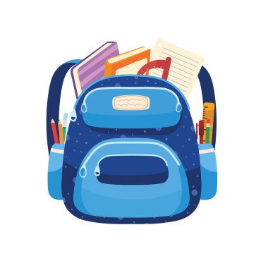 sırt çantası okul unsurları izole edilmiş simge