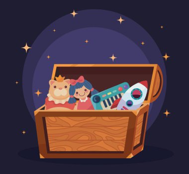 Çocuklar oyuncak tahta kutu tasarımı