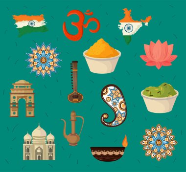 simgeler Hindistan kültür vektör biçimini ayarlar