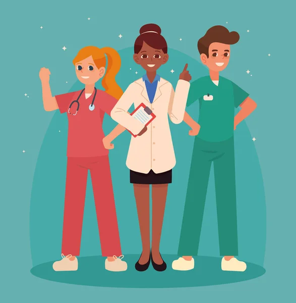 Personnel Médical Profession Médecin Infirmière — Image vectorielle