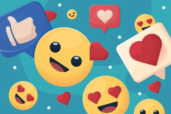 Sosyal Medya Düğmeleri Takip Emoji Gibi — Stok Vektör