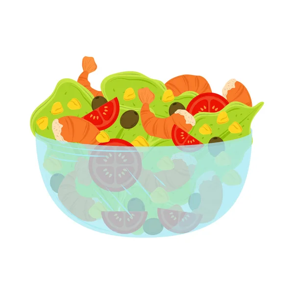 Здоровую Пищу Креветками Овощами — стоковый вектор