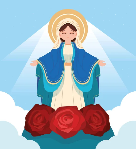 圣母玛利亚的花环 — 图库矢量图片