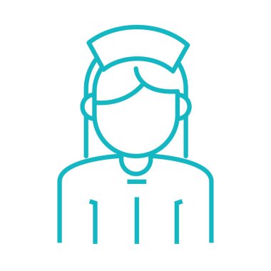 kadın hemşire meslek simgesi çizgisi izole edildi