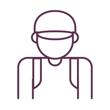 erkek dağıtım mesleği simgesi çizgisi izole edildi