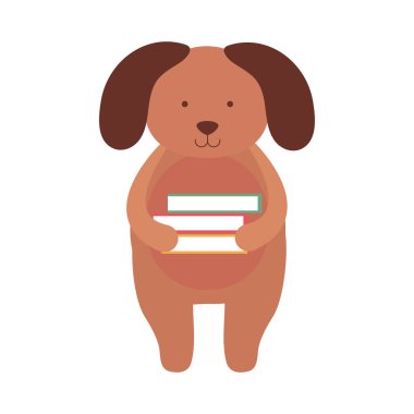Kitap simgesi olan okul köpeği.