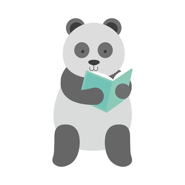 Escuela Panda Lectura Libro Icono — Vector de stock