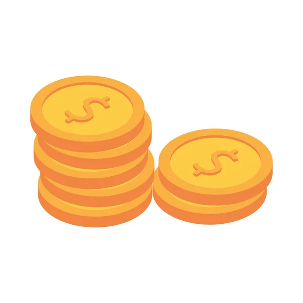 Münzen Geld Währung Symbol Isometrische — Stockvektor
