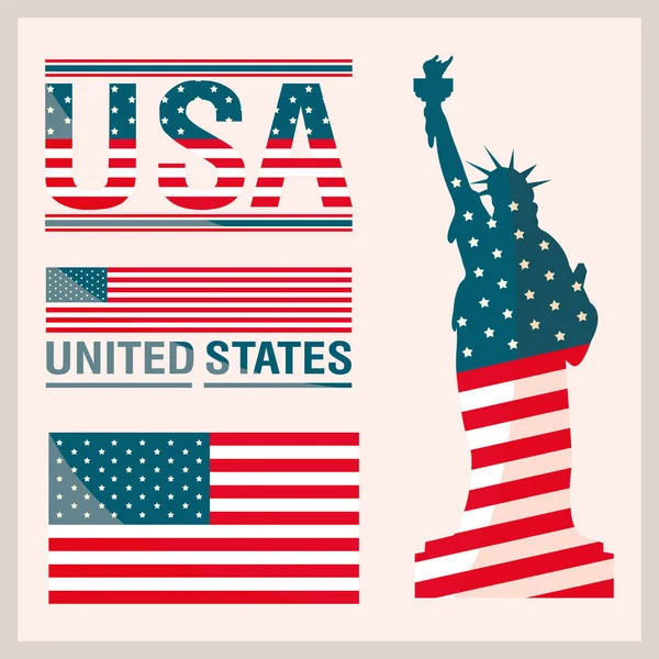 Conjunto Estados Unidos América Design — Vetor de Stock
