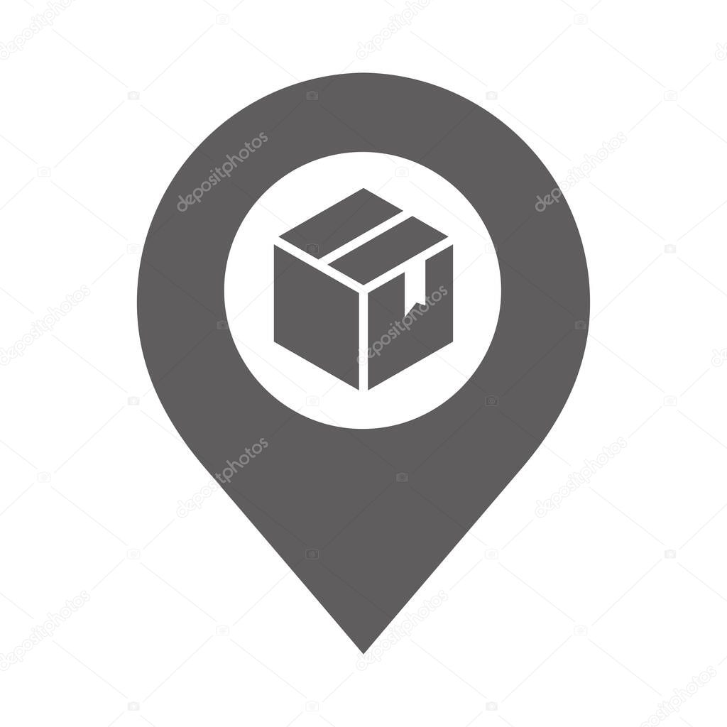 delivery box location pin icon isolated